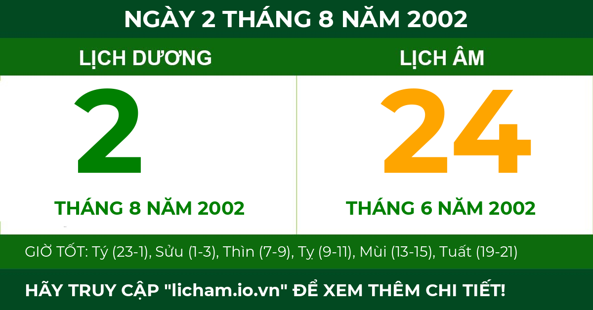 lịch âm ngày 2 tháng 8 năm 2002