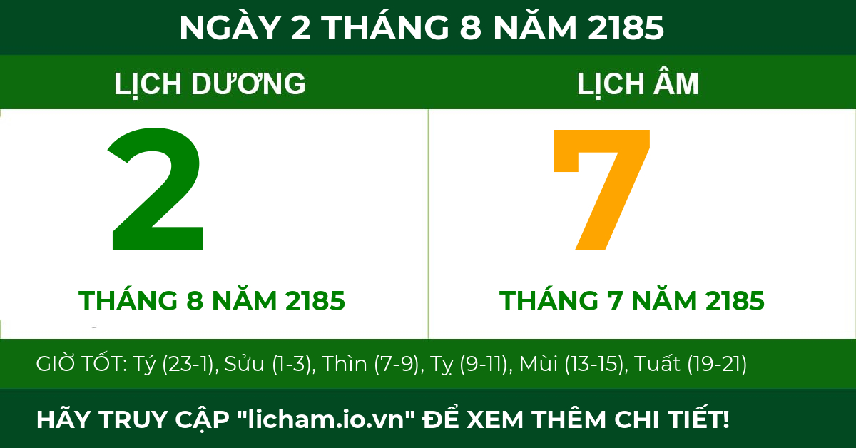 lịch âm ngày 2 tháng 8 năm 2185