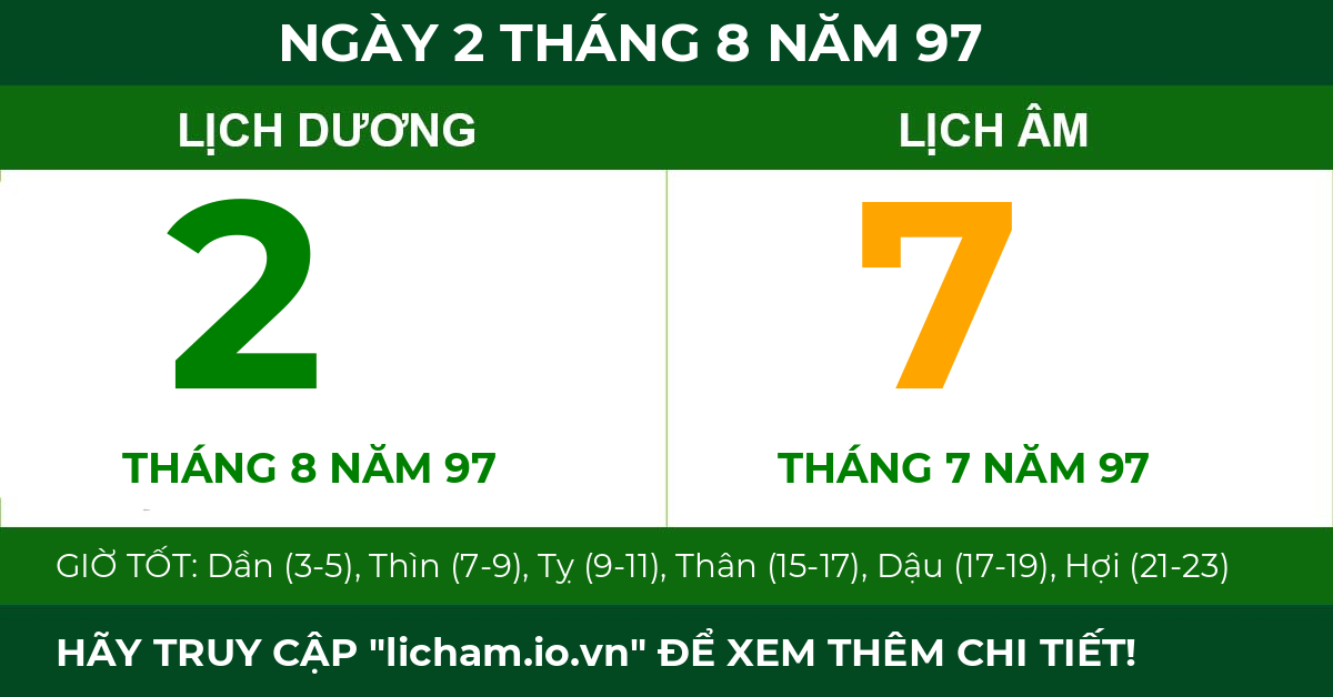 lịch âm ngày 2 tháng 8 năm 97
