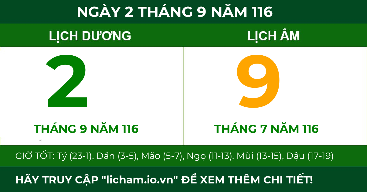 lịch âm ngày 2 tháng 9 năm 116
