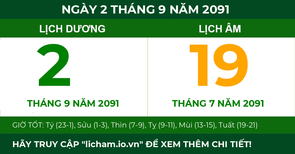 lịch âm ngày 2 tháng 9 năm 2091