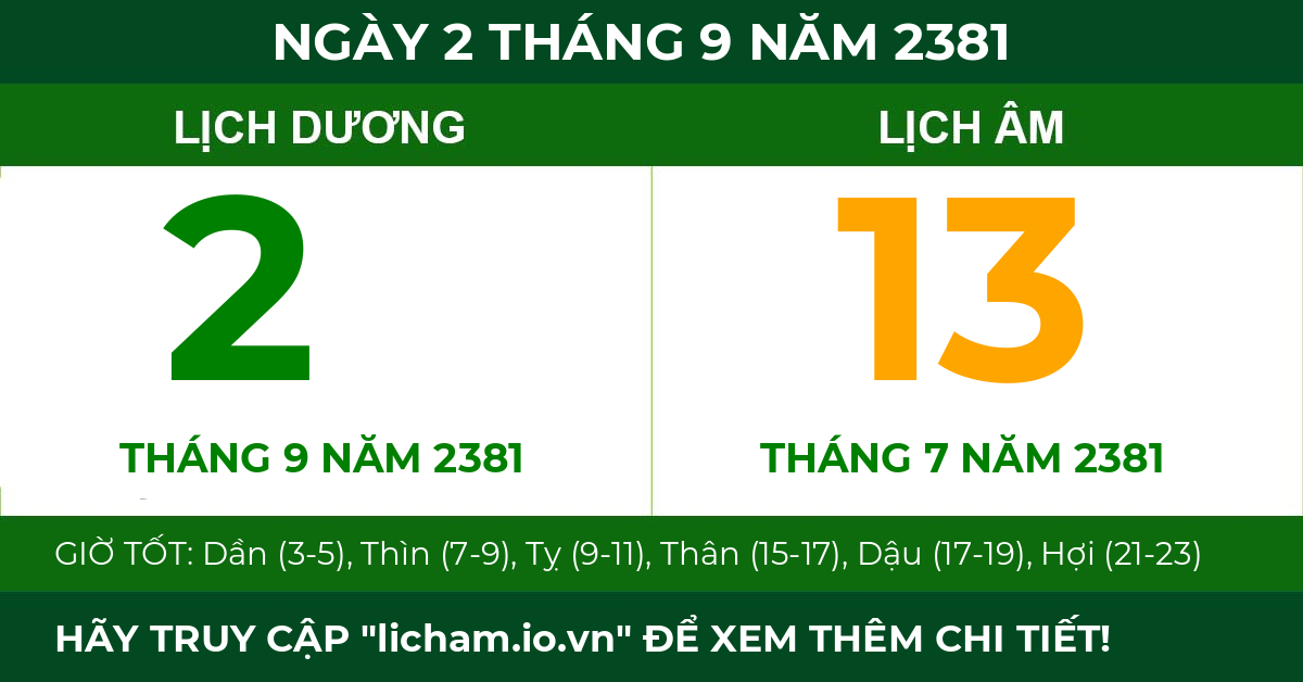 lịch âm ngày 2 tháng 9 năm 2381