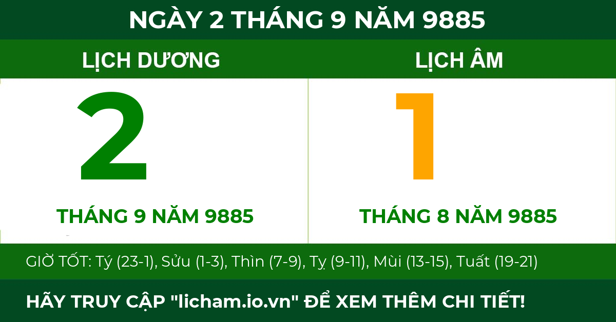 lịch âm ngày 2 tháng 9 năm 9885