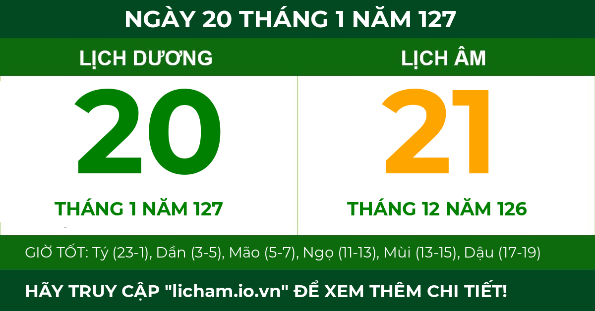 lịch âm ngày 20 tháng 1 năm 127