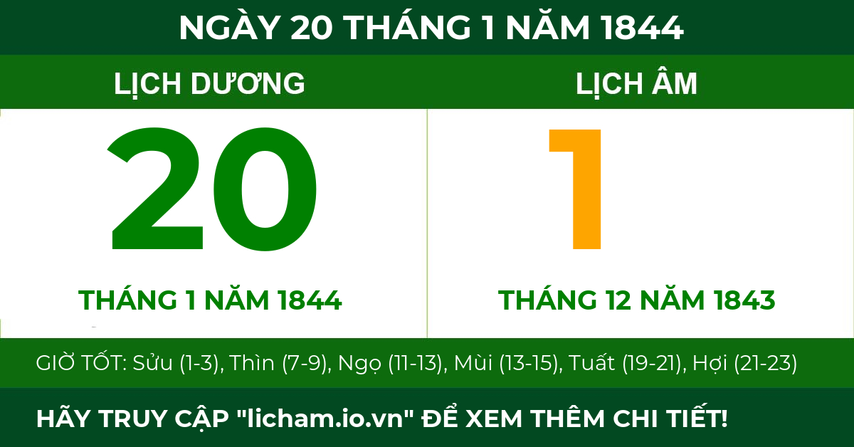lịch âm ngày 20 tháng 1 năm 1844