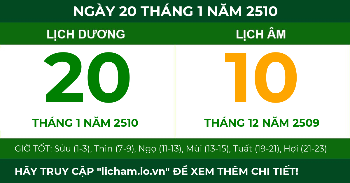 lịch âm ngày 20 tháng 1 năm 2510