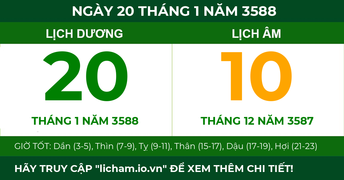lịch âm ngày 20 tháng 1 năm 3588