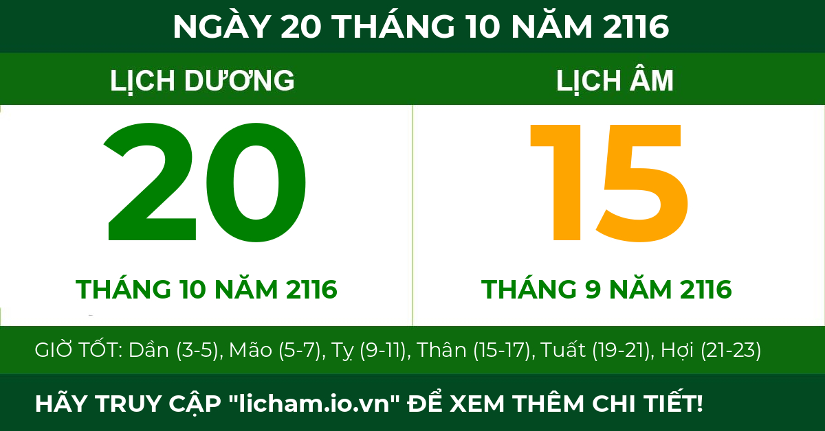 lịch âm ngày 20 tháng 10 năm 2116