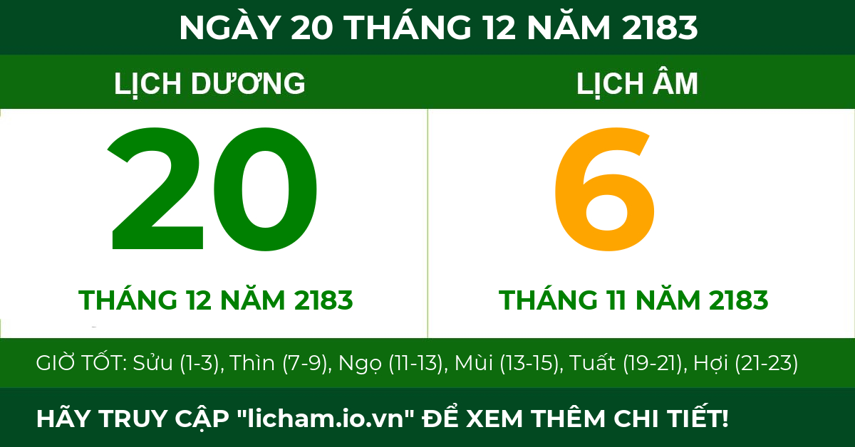 lịch âm ngày 20 tháng 12 năm 2183