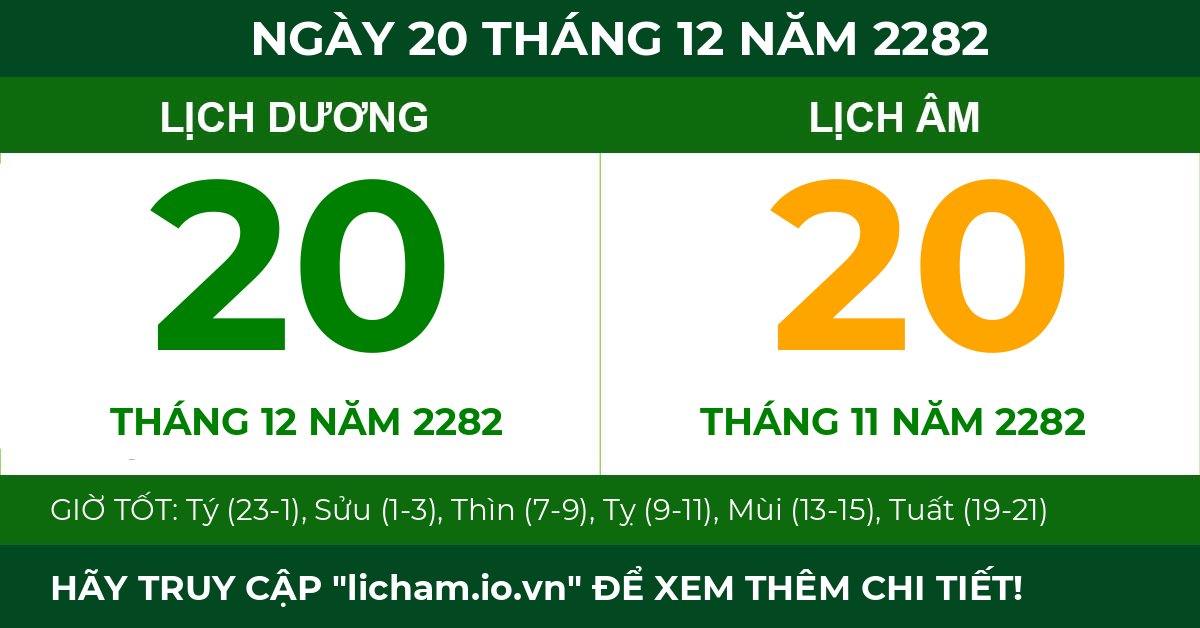 lịch âm ngày 20 tháng 12 năm 2282