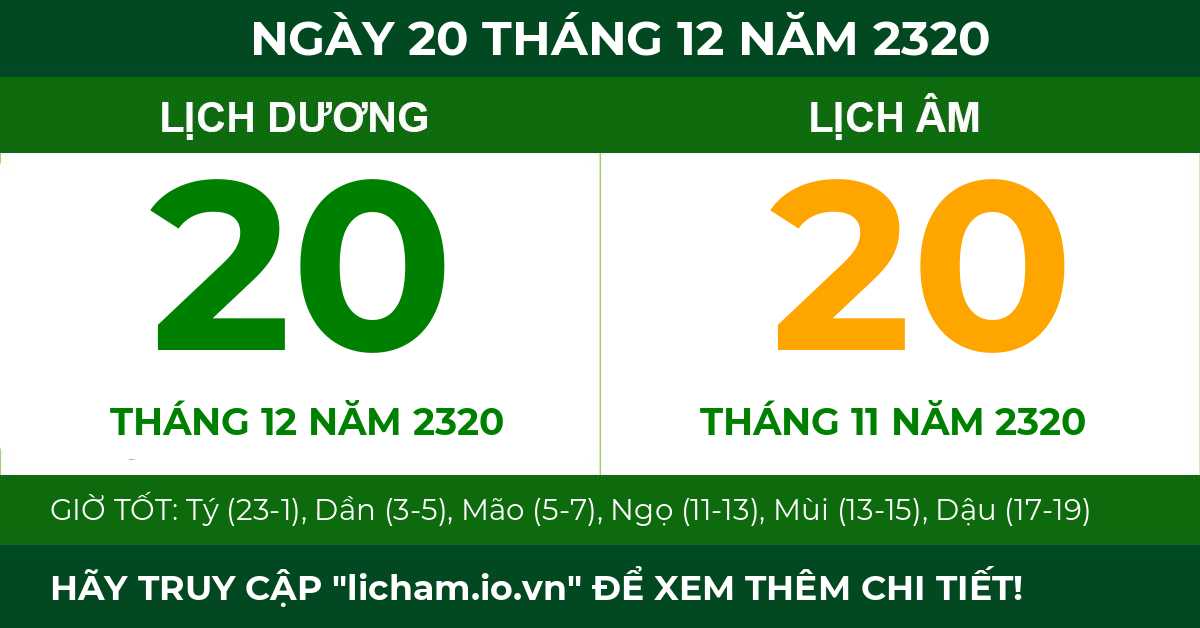 lịch âm ngày 20 tháng 12 năm 2320