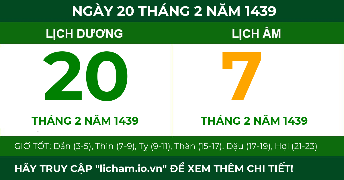 lịch âm ngày 20 tháng 2 năm 1439