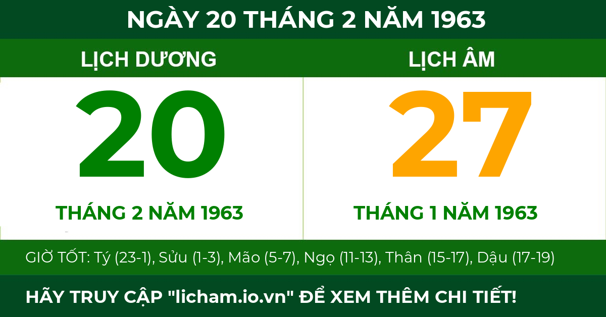 lịch âm ngày 20 tháng 2 năm 1963