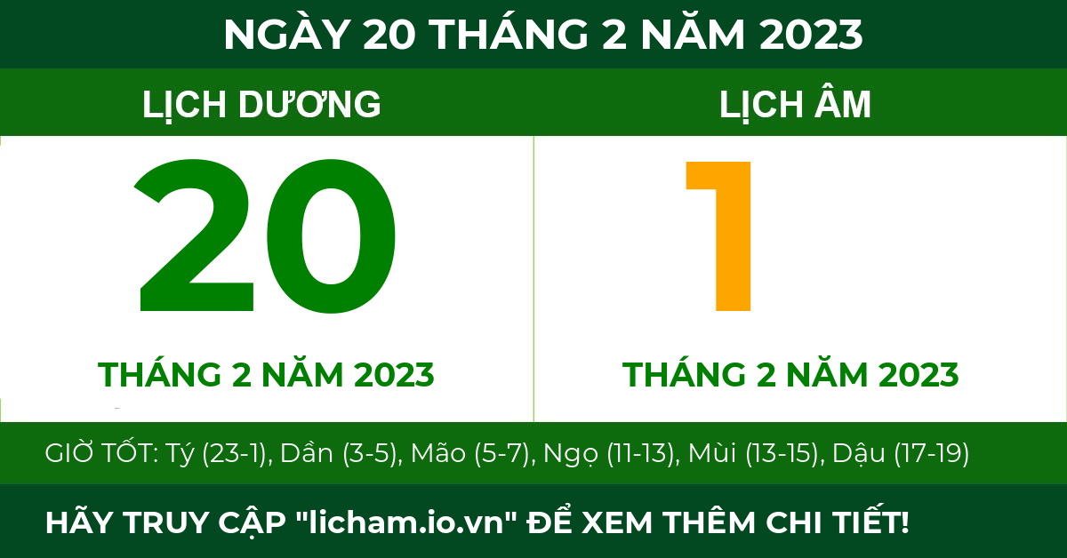 lịch âm ngày 20 tháng 2 năm 2023