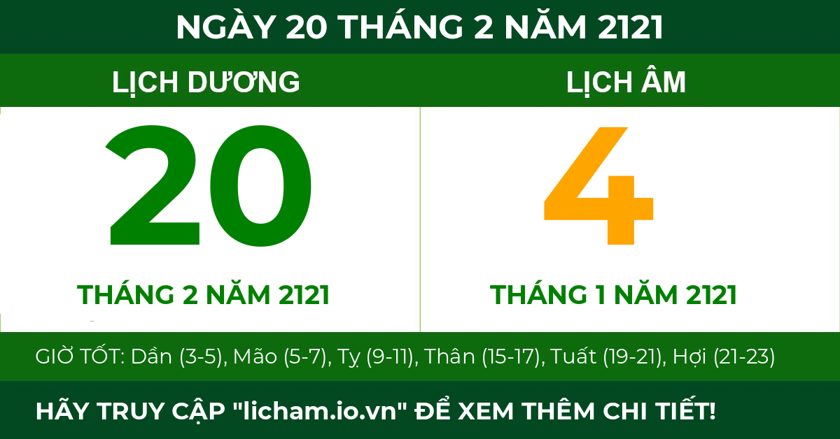 lịch âm ngày 20 tháng 2 năm 2121
