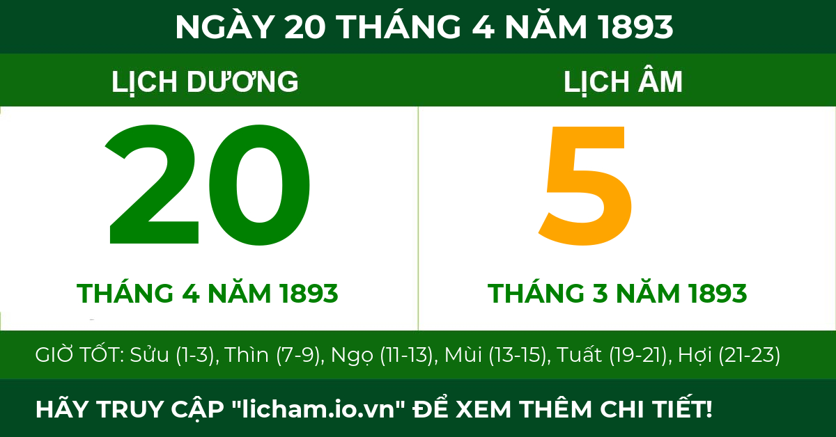 lịch âm ngày 20 tháng 4 năm 1893