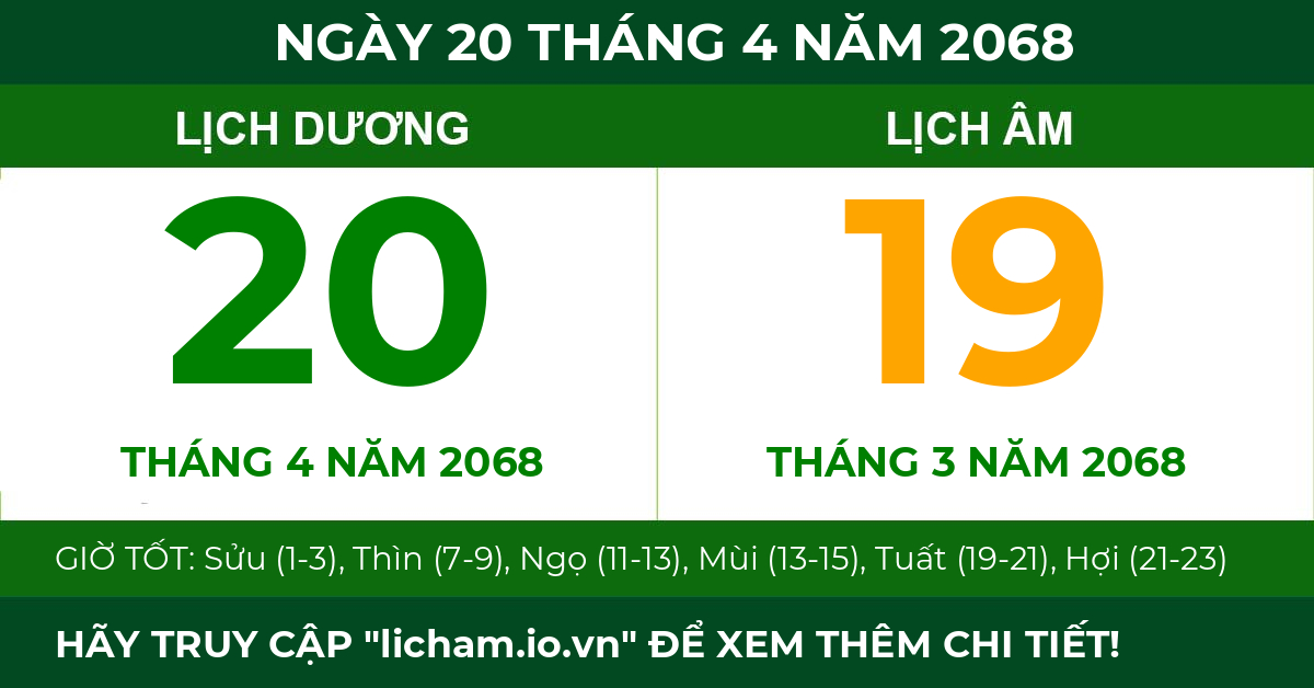 lịch âm ngày 20 tháng 4 năm 2068