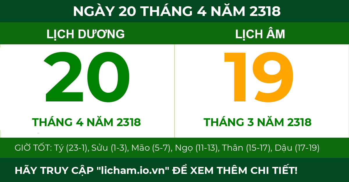 lịch âm ngày 20 tháng 4 năm 2318