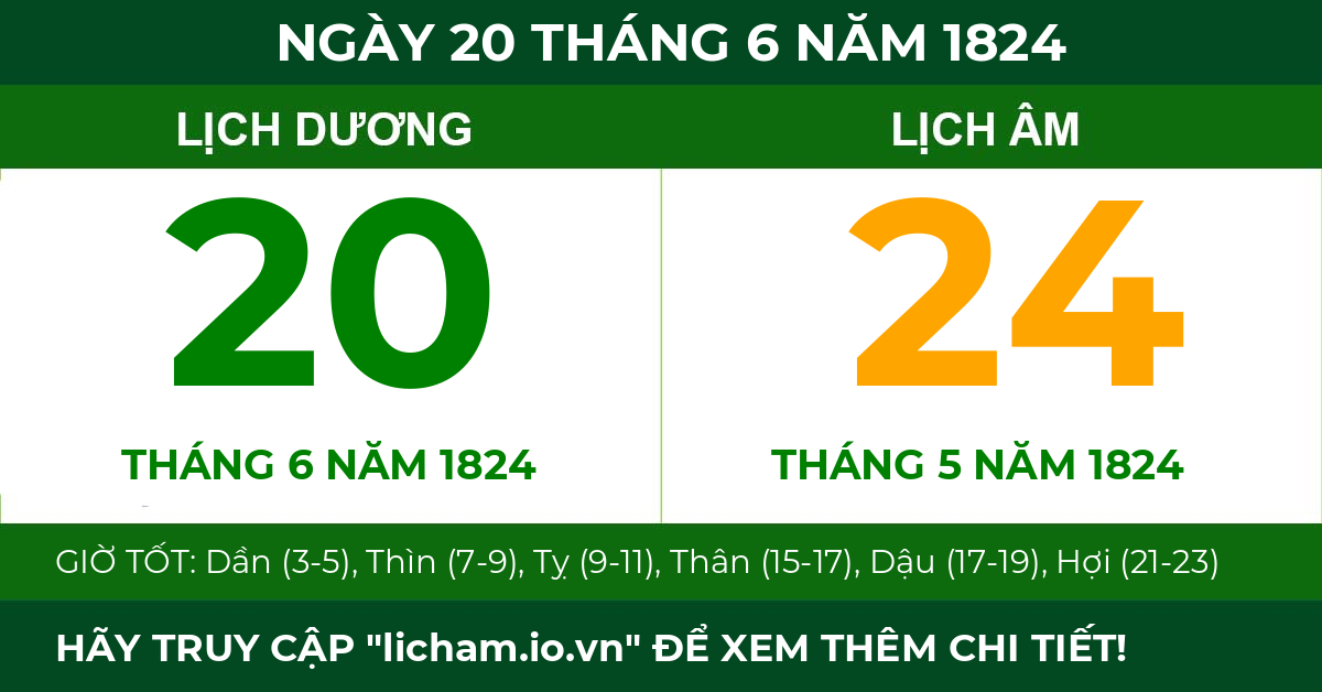 lịch âm ngày 20 tháng 6 năm 1824