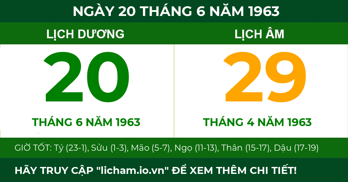 lịch âm ngày 20 tháng 6 năm 1963
