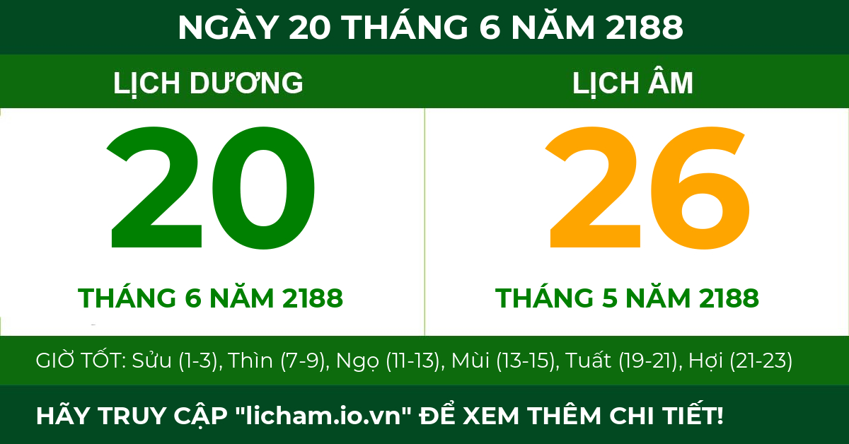 lịch âm ngày 20 tháng 6 năm 2188