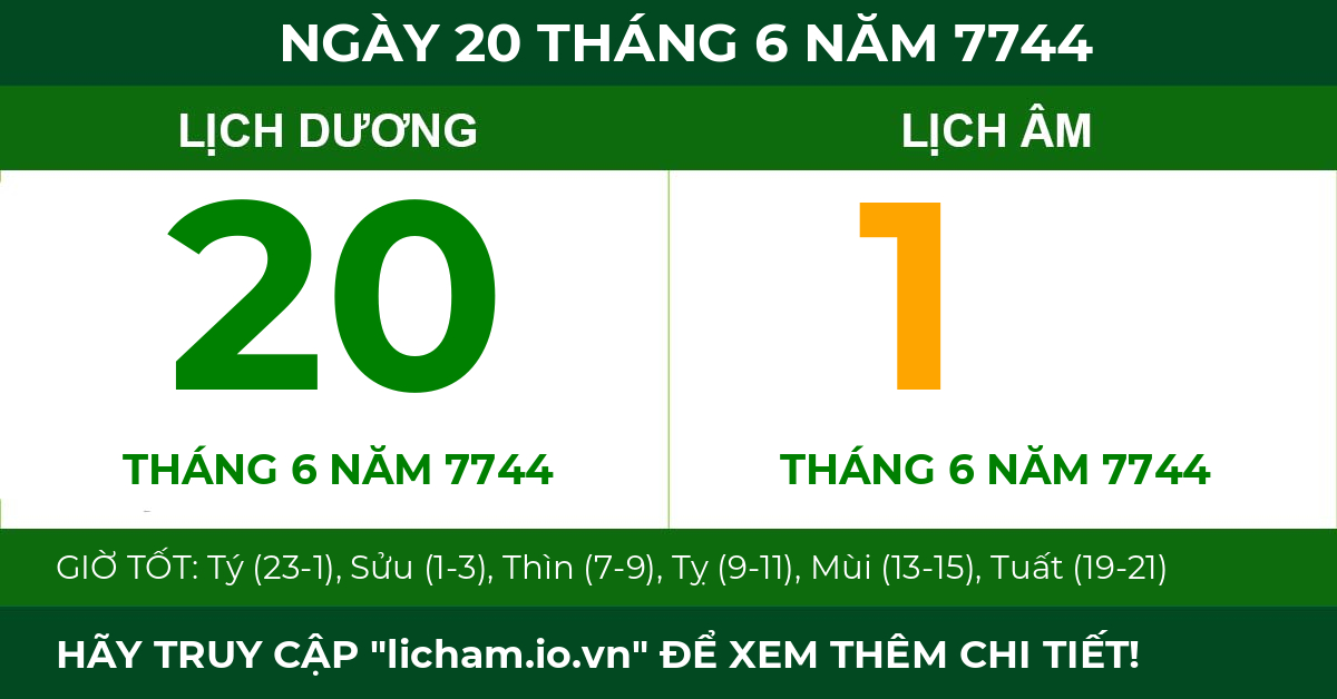 lịch âm ngày 20 tháng 6 năm 7744