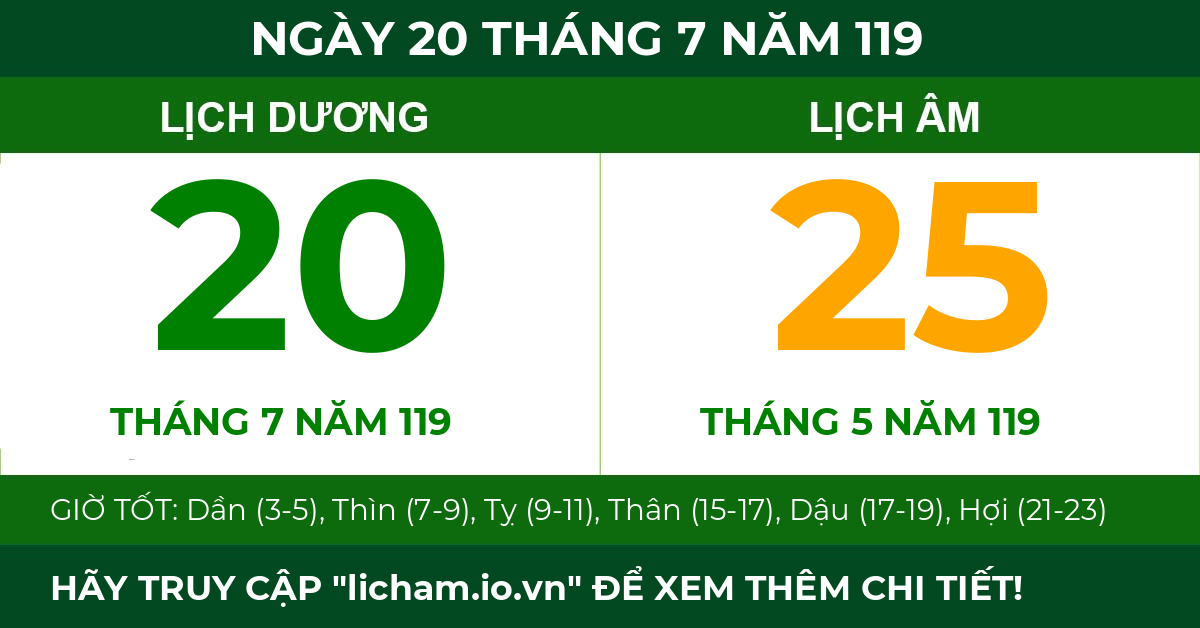 lịch âm ngày 20 tháng 7 năm 119
