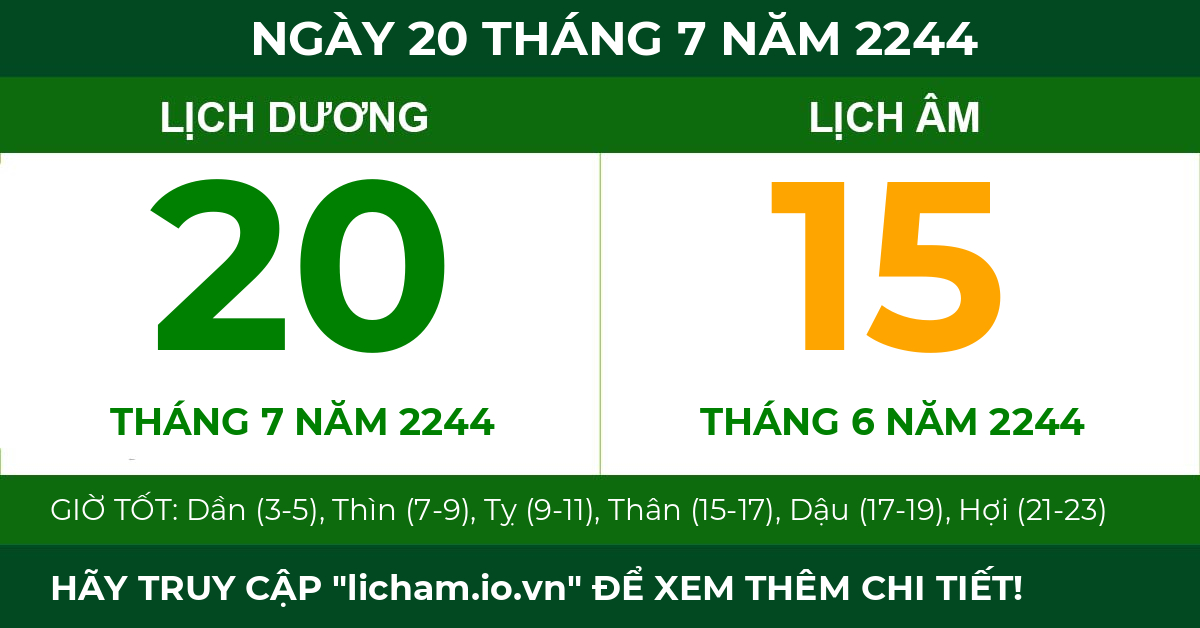 lịch âm ngày 20 tháng 7 năm 2244