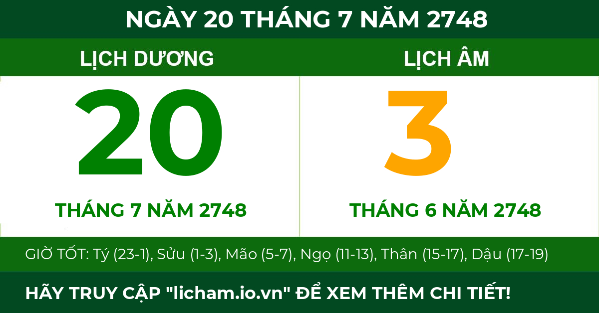 lịch âm ngày 20 tháng 7 năm 2748