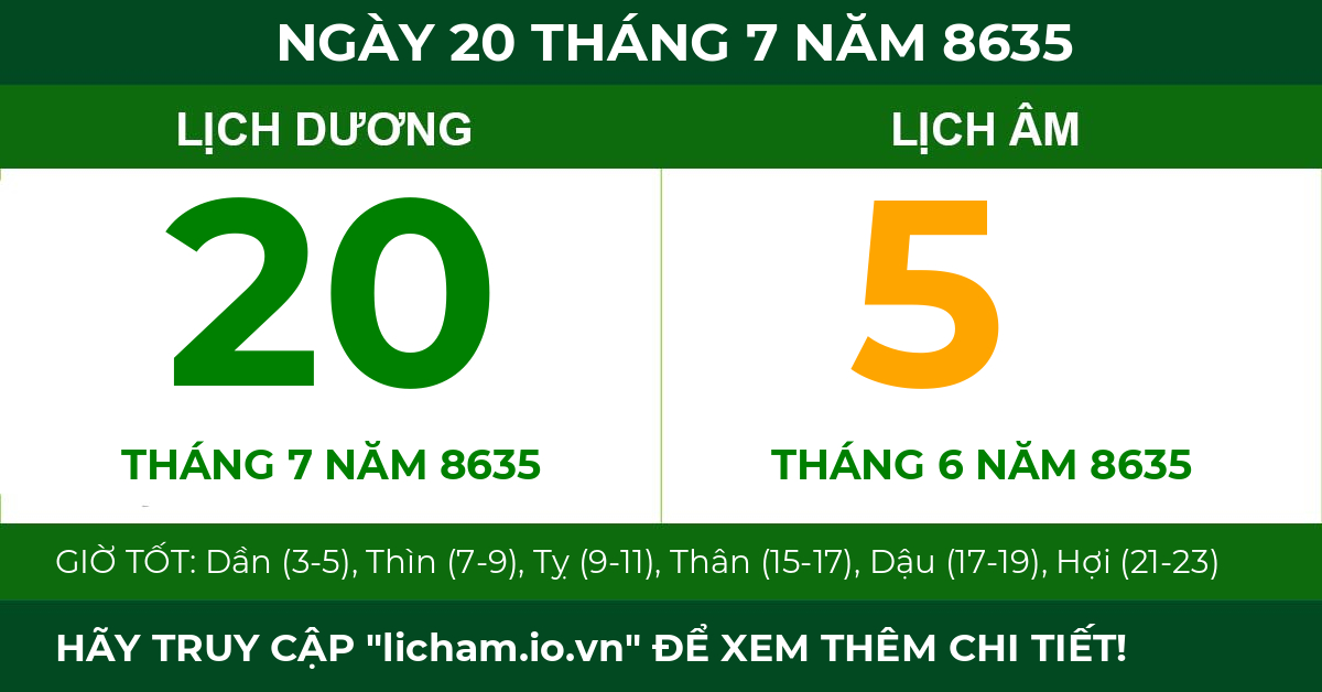lịch âm ngày 20 tháng 7 năm 8635
