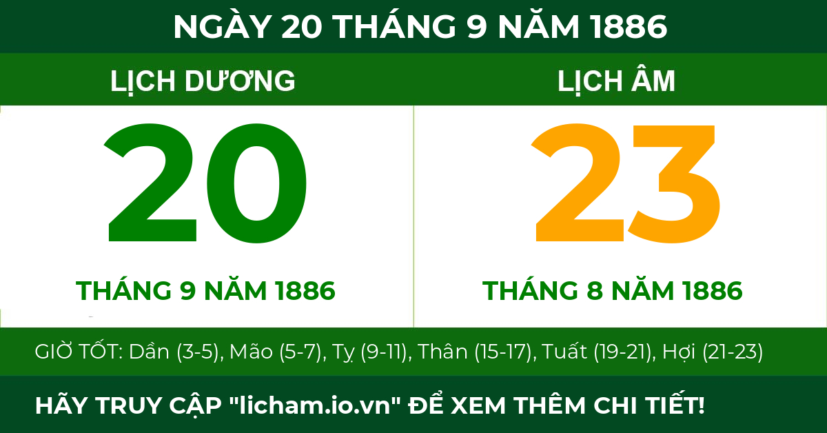 lịch âm ngày 20 tháng 9 năm 1886
