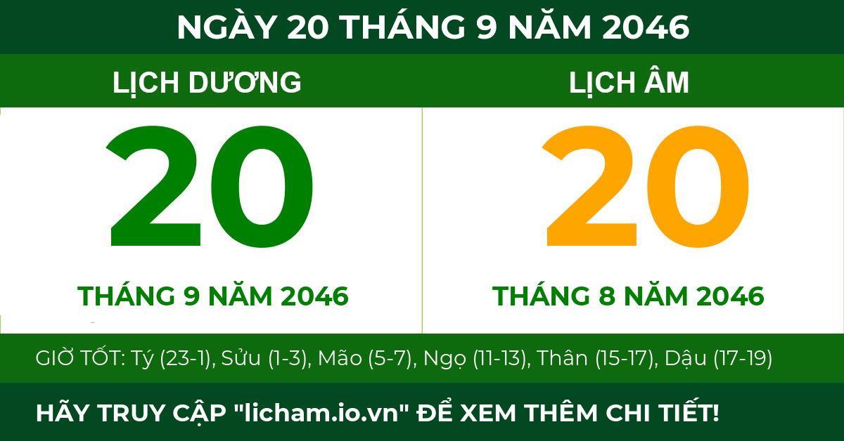 lịch âm ngày 20 tháng 9 năm 2046