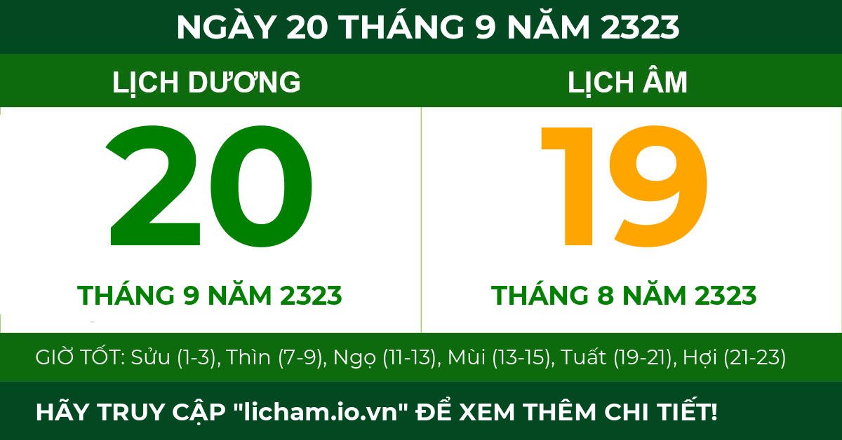 lịch âm ngày 20 tháng 9 năm 2323
