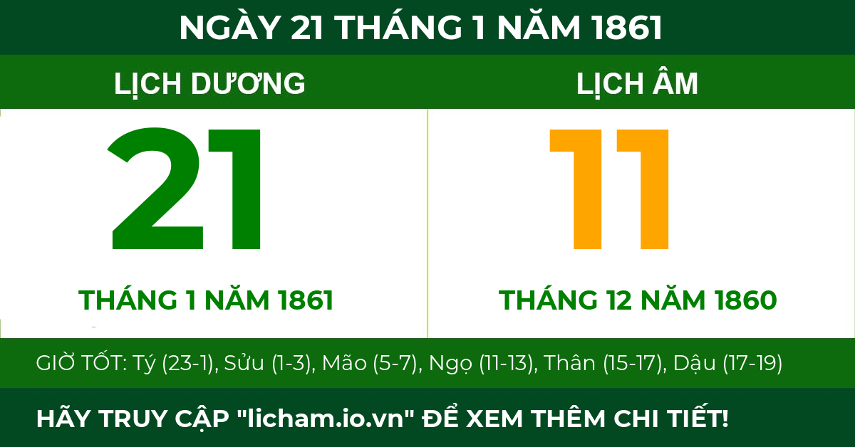 lịch âm ngày 21 tháng 1 năm 1861