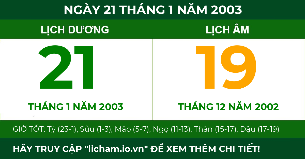 lịch âm ngày 21 tháng 1 năm 2003