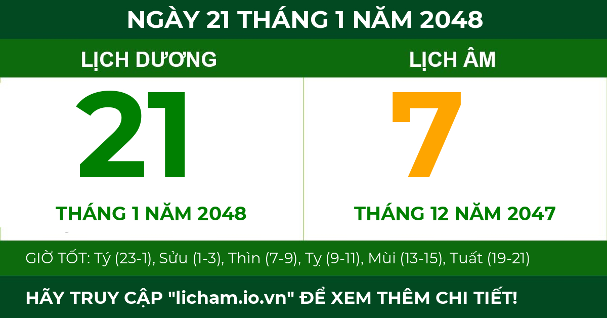lịch âm ngày 21 tháng 1 năm 2048