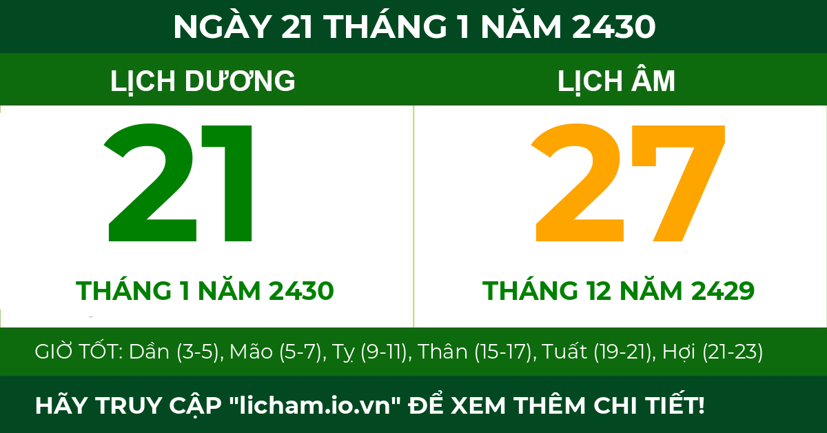 lịch âm ngày 21 tháng 1 năm 2430