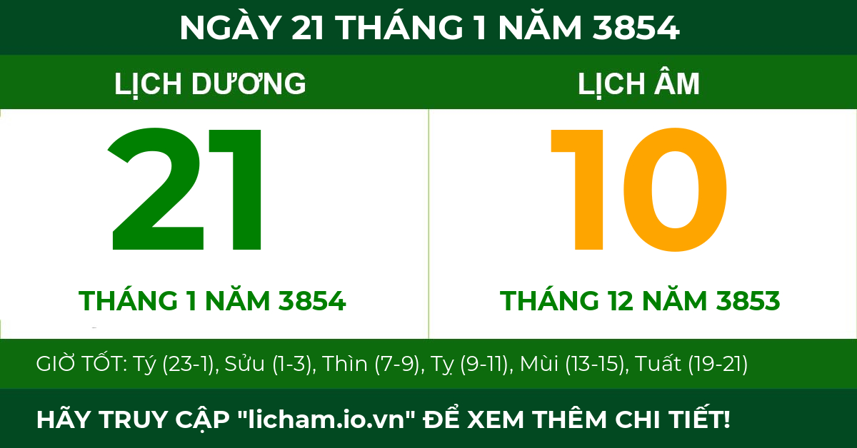 lịch âm ngày 21 tháng 1 năm 3854