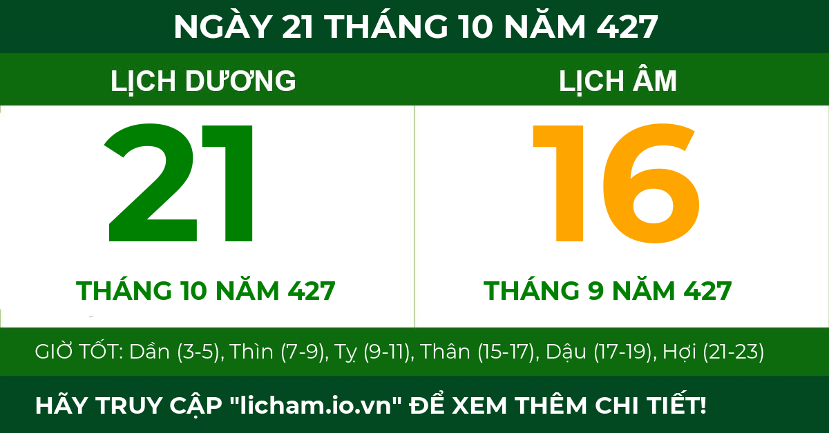 lịch âm ngày 21 tháng 10 năm 427