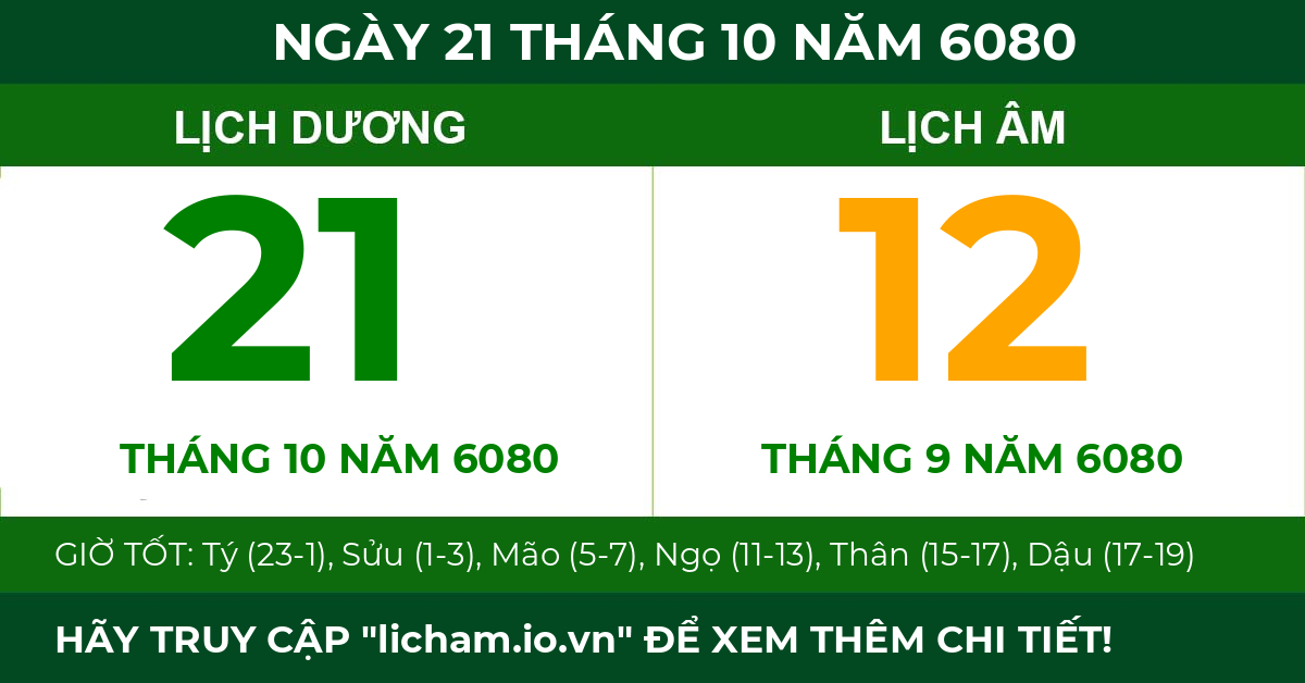 lịch âm ngày 21 tháng 10 năm 6080