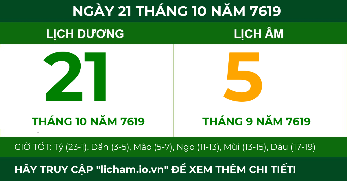 lịch âm ngày 21 tháng 10 năm 7619