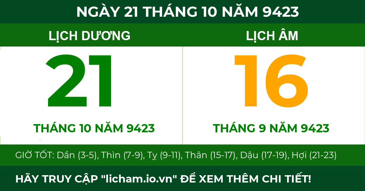 lịch âm ngày 21 tháng 10 năm 9423