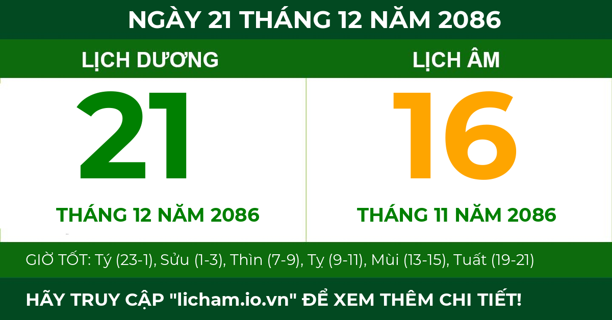 lịch âm ngày 21 tháng 12 năm 2086