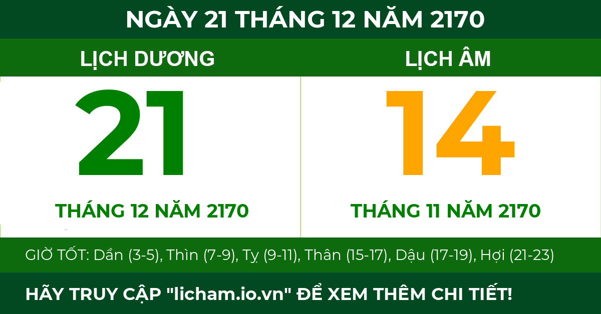 lịch âm ngày 21 tháng 12 năm 2170