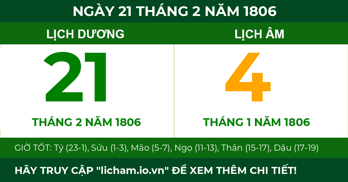 lịch âm ngày 21 tháng 2 năm 1806