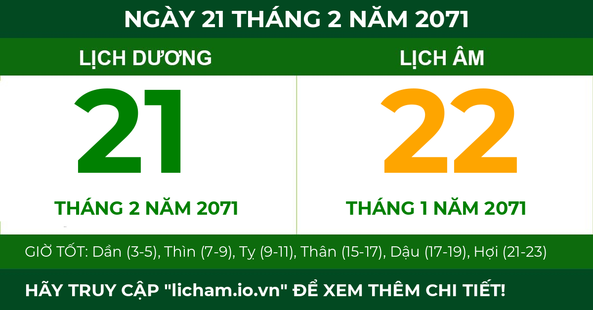 lịch âm ngày 21 tháng 2 năm 2071
