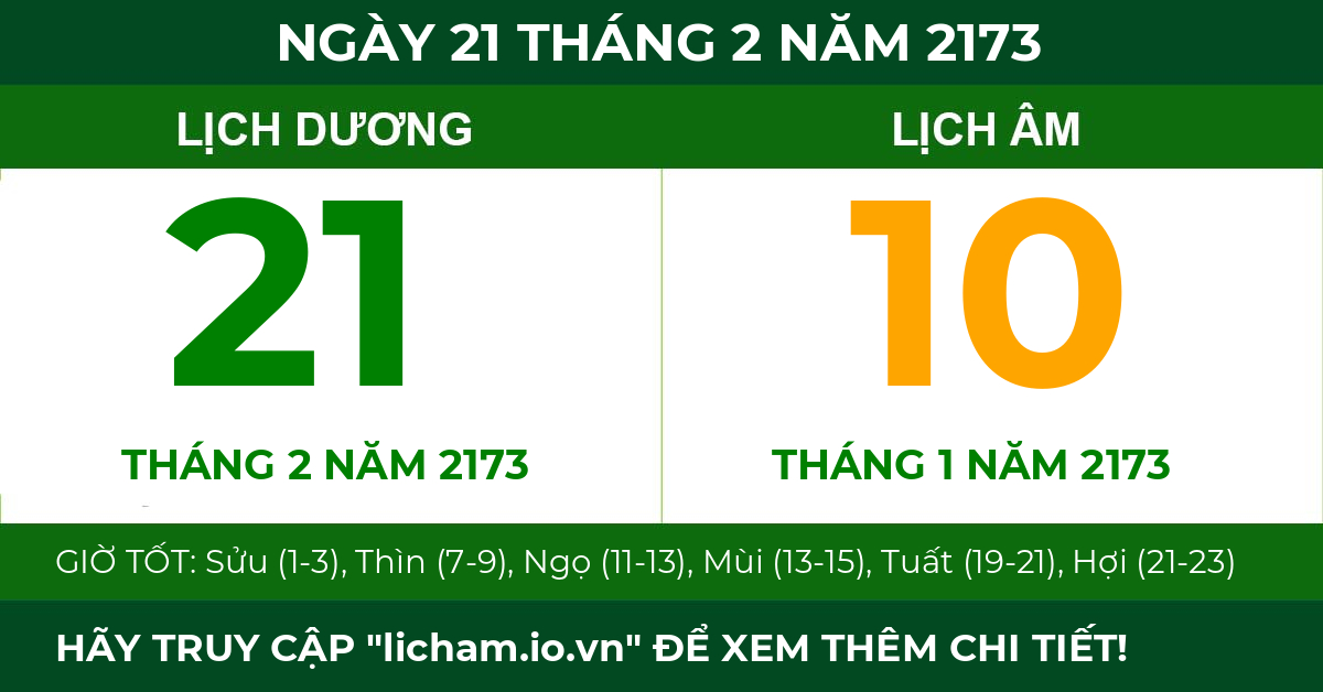 lịch âm ngày 21 tháng 2 năm 2173