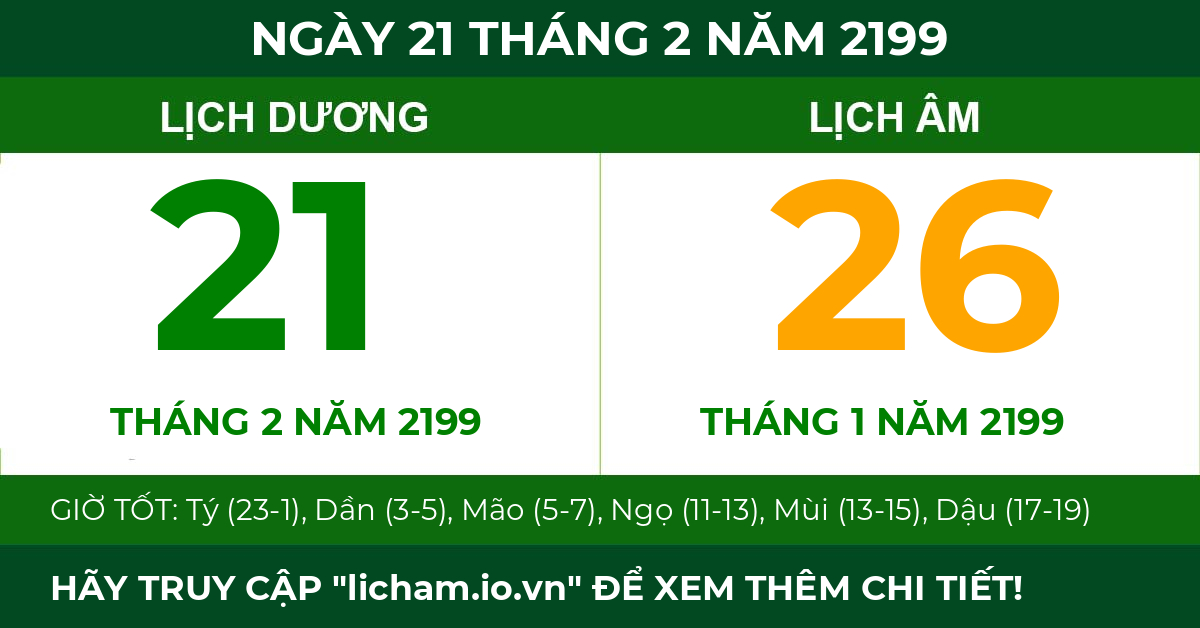 lịch âm ngày 21 tháng 2 năm 2199