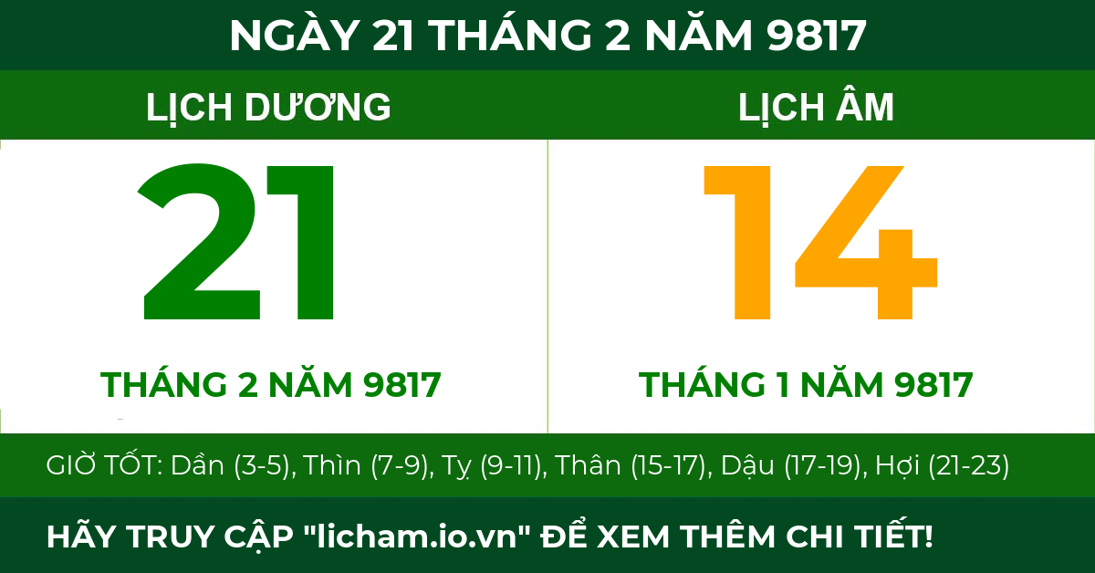 lịch âm ngày 21 tháng 2 năm 9817
