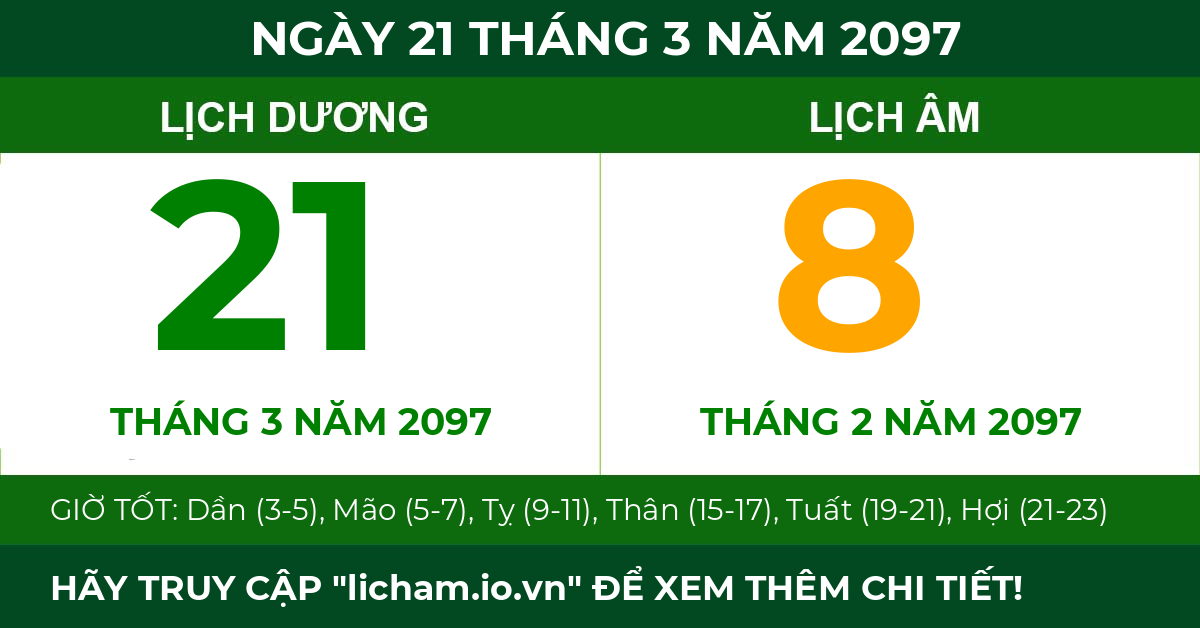 lịch âm ngày 21 tháng 3 năm 2097